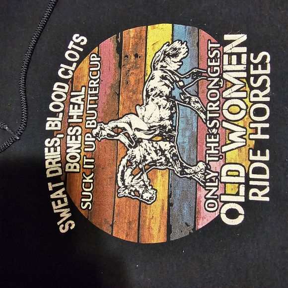 Only the strongest old women ride horses hoodie sweatshirt Equestrian L - Picture 4 of 6